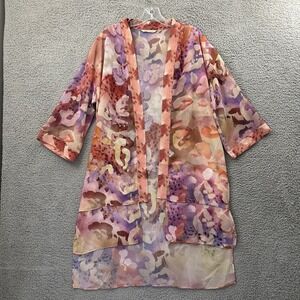 Soft Surroundings Open Kimono Duster Boho‎ Artsy Watercolor Women's Medium